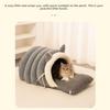 Soft Semi Enclosed Cat Bed with Cat Ears Removable Pet Sleeping Bed Washable Warm Windproof Cat Nest Cat Dog