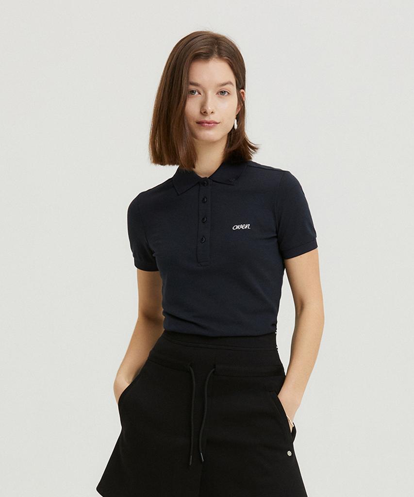 AVEN Women'S Paper Light Polo Shirt Navy
