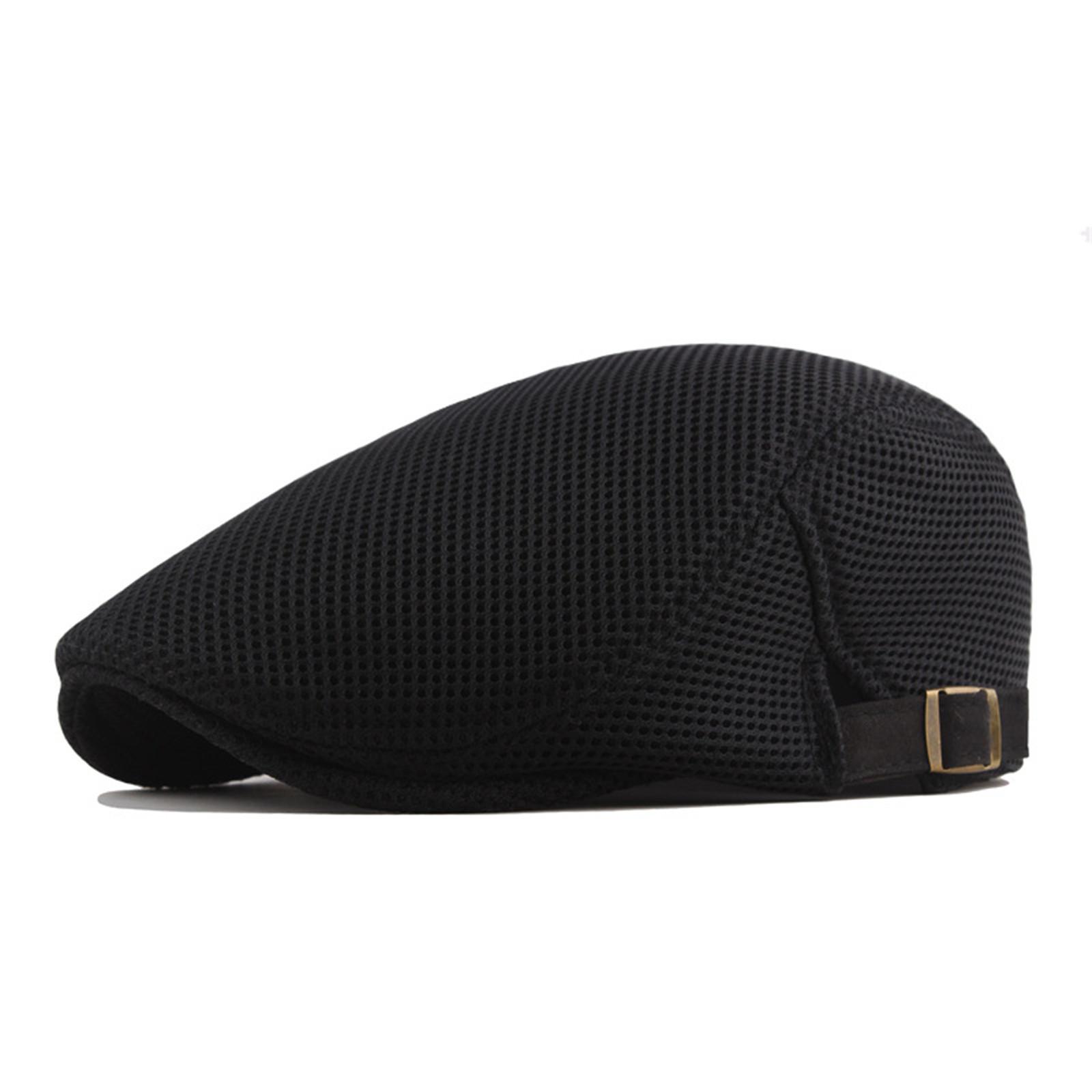 

Men Mesh Color Hollow Breathable Sunscreen Forward Hat Flat Cap One Size чёрный