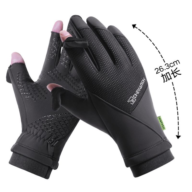 Men's Winter Windproof Waterproof Fingerless Touchscreen Cycling Gloves - Warm Fleece for Outdoor Sports