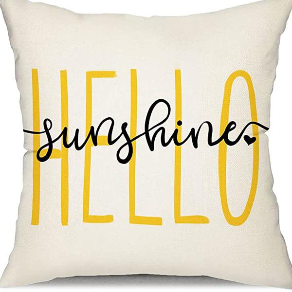 Small Daisy Flower Pillowcase New Striped Linen Home Fabric Sofa Pillowcase Light Luxury