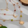 Bohemian Niche Crushed Stone Beaded Necklace Medieval Chain Tassel Chain Set