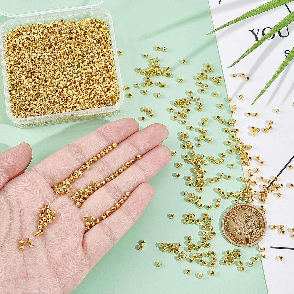 Iron Spacer Beads, Round, Golden, 3x3mm, Hole: 1.2mm, 2000pcs/set