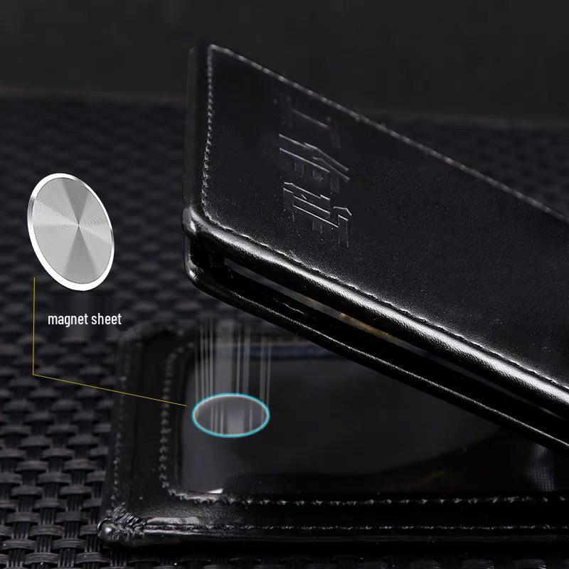 Genuine Leather Magnetic ID Card Holder and Protective Sleeve