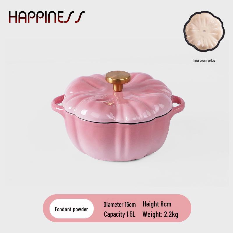 Little Happiness Multi-Function Cast Iron Pumpkin Enamel Pot - Stew, Soup, Universal Induction Cooker