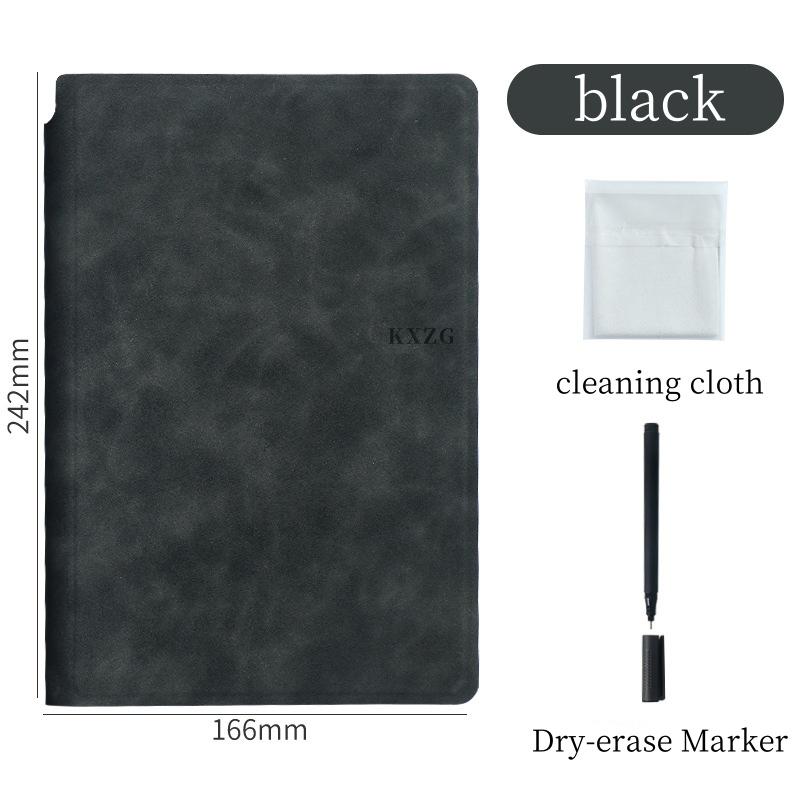 A1 Reusable Whiteboard Notebook Set With Whiteboard Pen Erasing Cloth Leather Memo Pad Weekly Planner Portable Stylish Office