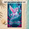 Unicorn Theme Soft Beach Towel Personalized Custom Name Text Towel Portable for Beach Pool Travel
