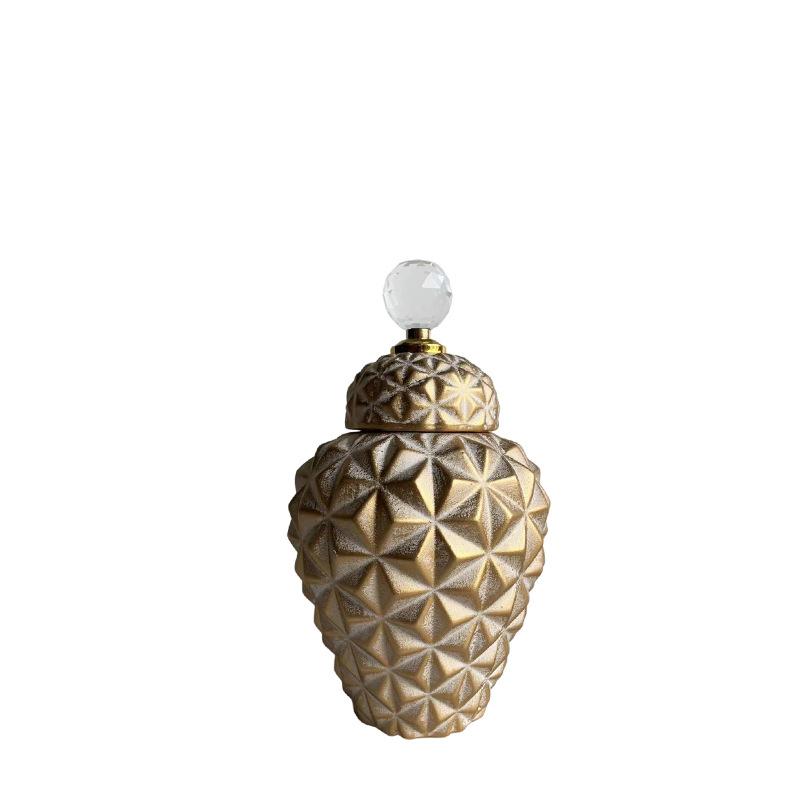 

Ceramic Vase Ginger Jar Geometric Diamond Check Vase Sealed Storage Tank Crystal Jar Flower Arrangement Decor Flower bottle