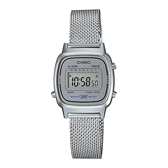 CASIO Casio Standard Женские Кварцевые Цифровые Металлические Сетчатые Серебристо-Серые LA670WEM-7 [Параллельный Импорт]