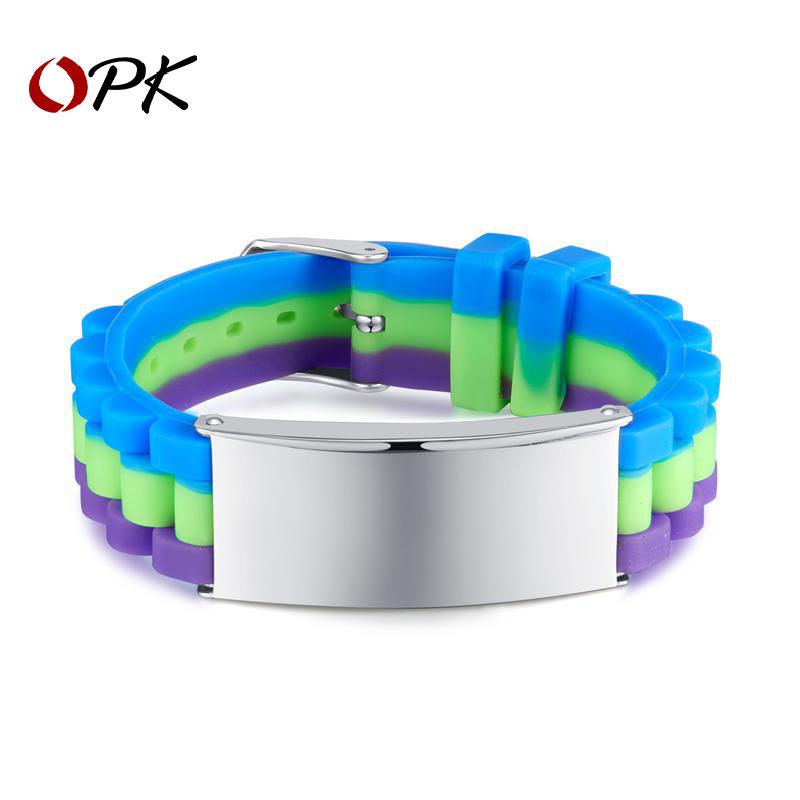 

Colorful Silicone and Stainless Steel Men s Fashion Bracelet