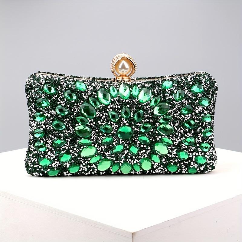 Luxury Evening Clutch Bag, Dual-Sided Multi-Color Fashion Glitter Purse, For Party Wedding Banquet, Versatile Chain Handbag