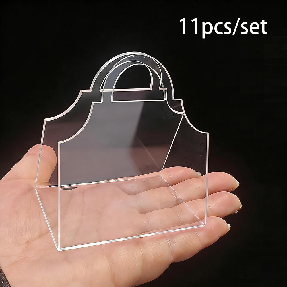 11pcs Compact Portable Transparent Handbag Gift Box Jewelry and Small Accessory Storage Boxes Acrylic Wedding Party Candy Packaging Boxes Handbag gift box, 11pcs