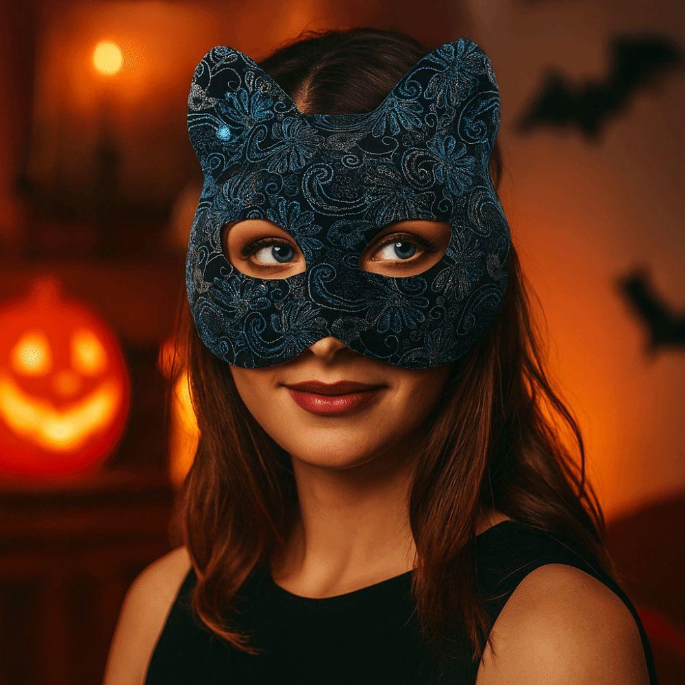 Animal Cat Face Masks Flower Half Face Mask Cute Halloween Masquerade Mask  Performance Props