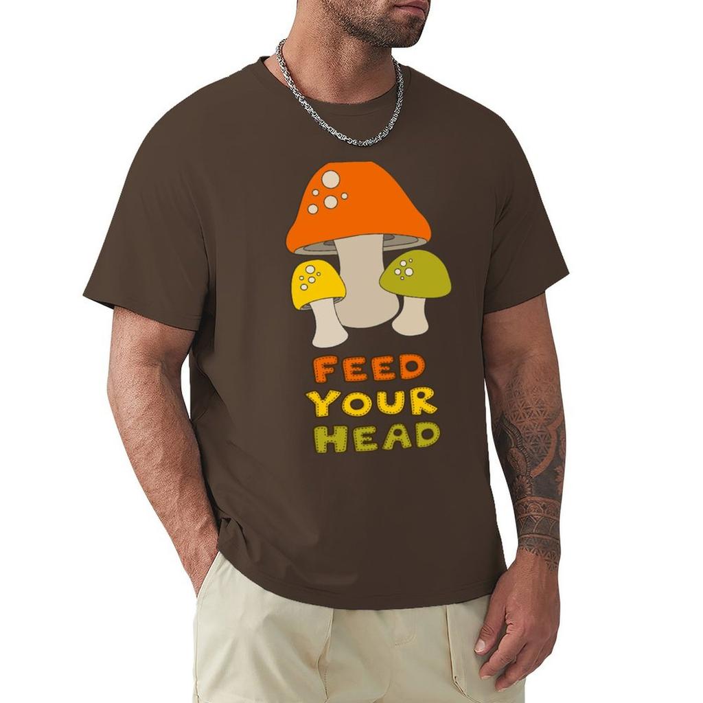 Feed Your Head With Retro Mushrooms T-Shirt Custom T Shirt Summer Clothes Oversized T Shirt Plus Size Tops Men Clothes