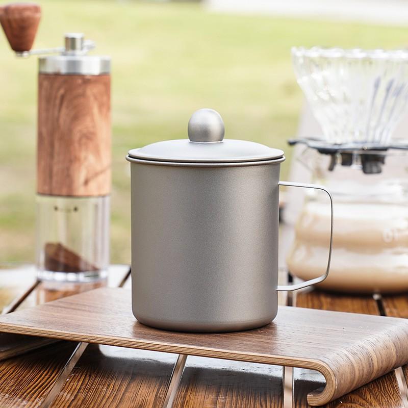 Titanium Travel Mug With Lid Lightweight Camping Cup Office Outdoor Use 380ml 420ml