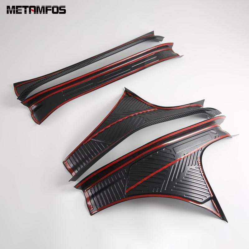 For Subaru Forester 2025 2026 Carbon Fiber Interior Exterior Door Sill Scuff Plate Welcome Pedal Entry Guard Car Accessories