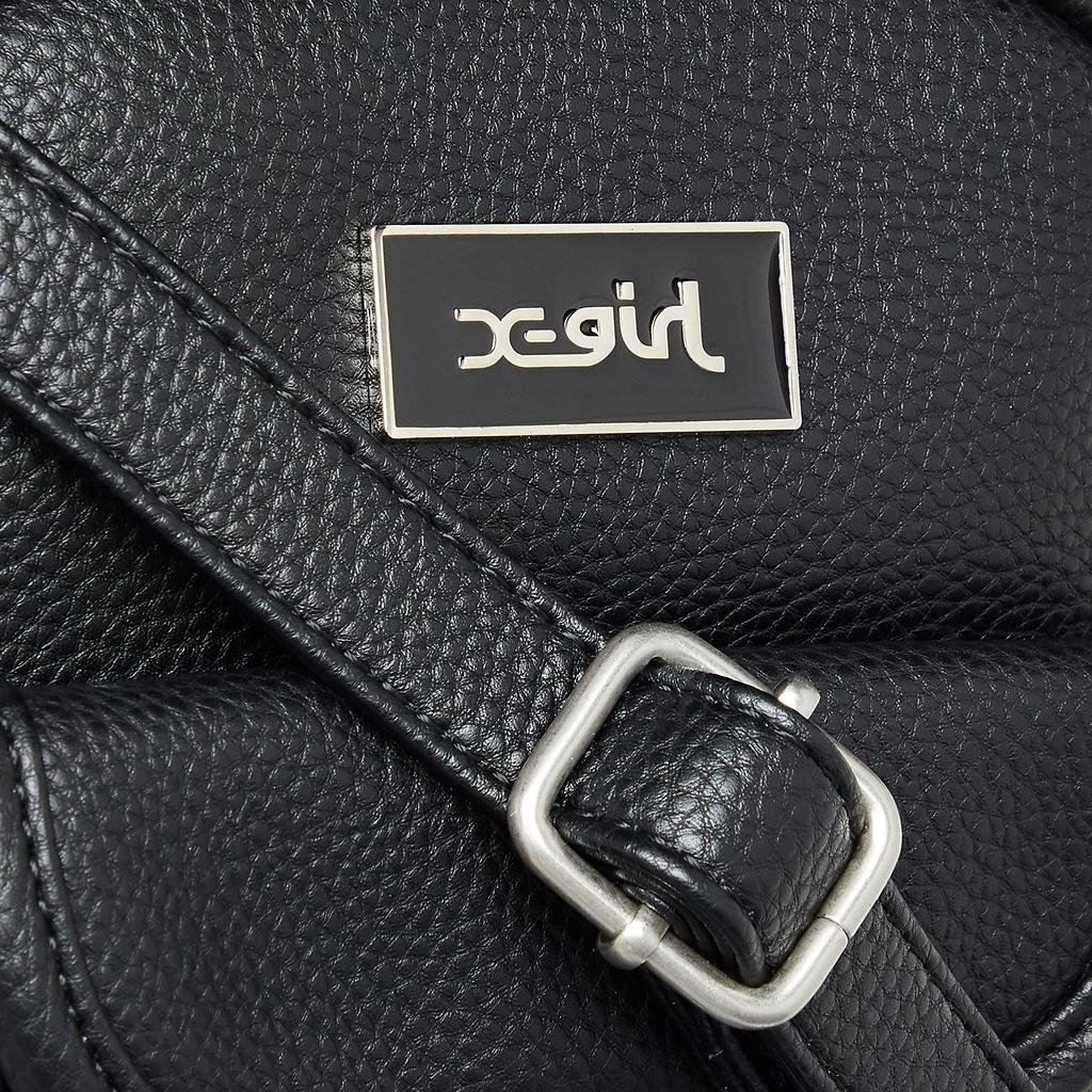 X-girl Faux Leather Flap Shoulder Bag, Women's, Black, Free Size