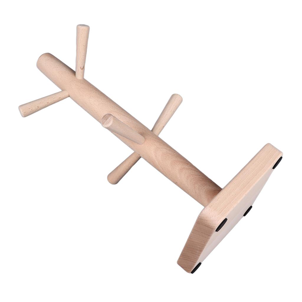 Mug Holder Tree Wood Hanger Stand with 6 Hooks Weighted Base Anti Slip Coffee Mug Rack for Kitchen Counter Cabinet