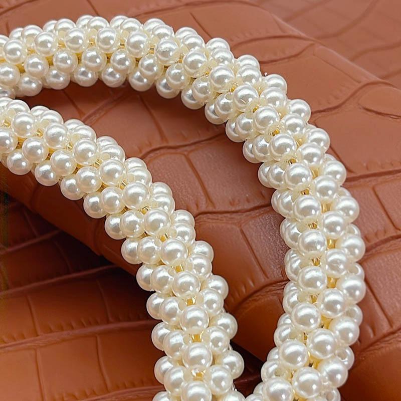 High-Quality Pearl Woven Handmade Bag Handle with Iron Rings