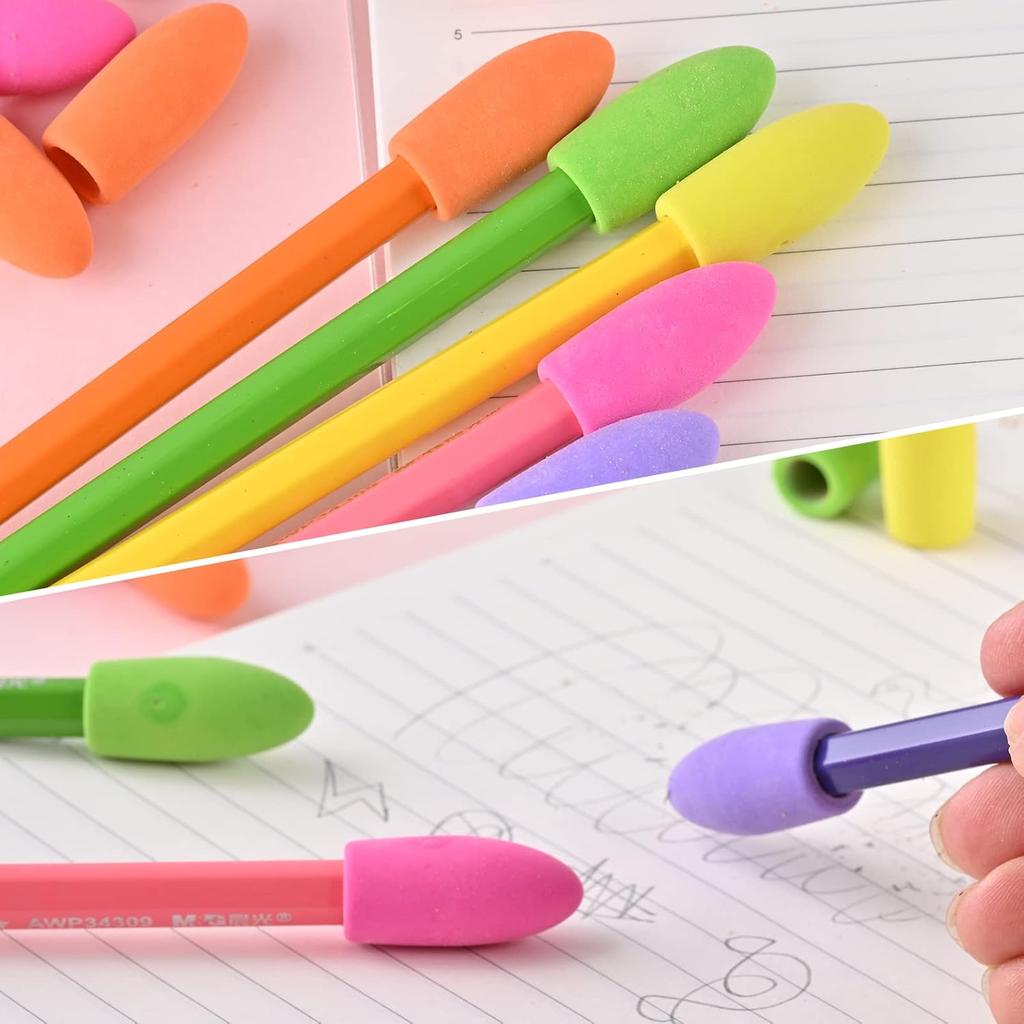 Color Cylindrical Eraser 200 Pack Fit Pencil Student Office Household General