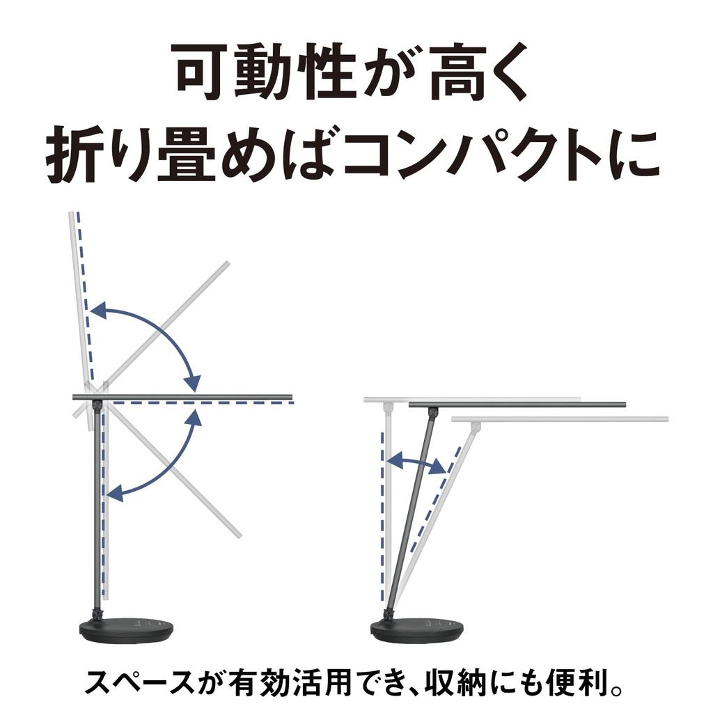 Panasonic LED-Schreibtisch-Standleuchte für Computer, transparent, Lichtstrom 610, dunkelgraues Metallic-Finish, Licht, Typ, Licht, Lumen, SQ-LD440-K