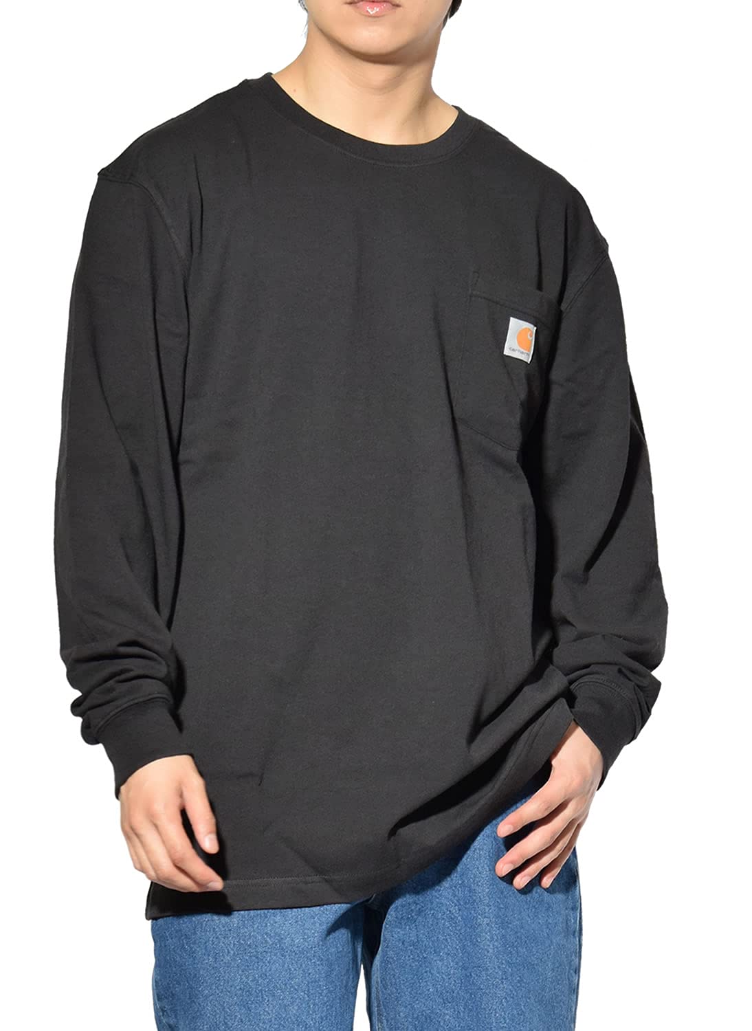 

Длинный рукав большой с USA XL [Carhartt] Мужская футболка, размер, карман на футболке, модель, черный, [Продукт] чёрный