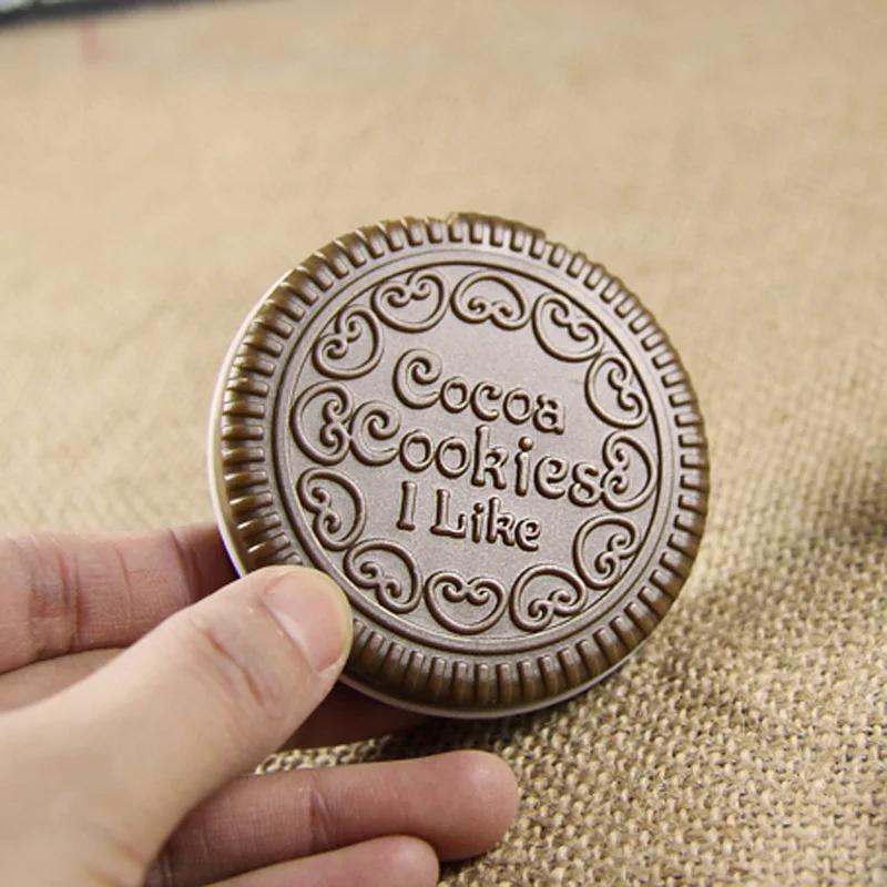 1Pc Cute Creative Simulation Chocolate Sandwich Biscuit Mini Mirror Girls Portable Pocket Makeup Folding Round Mirror with Comb