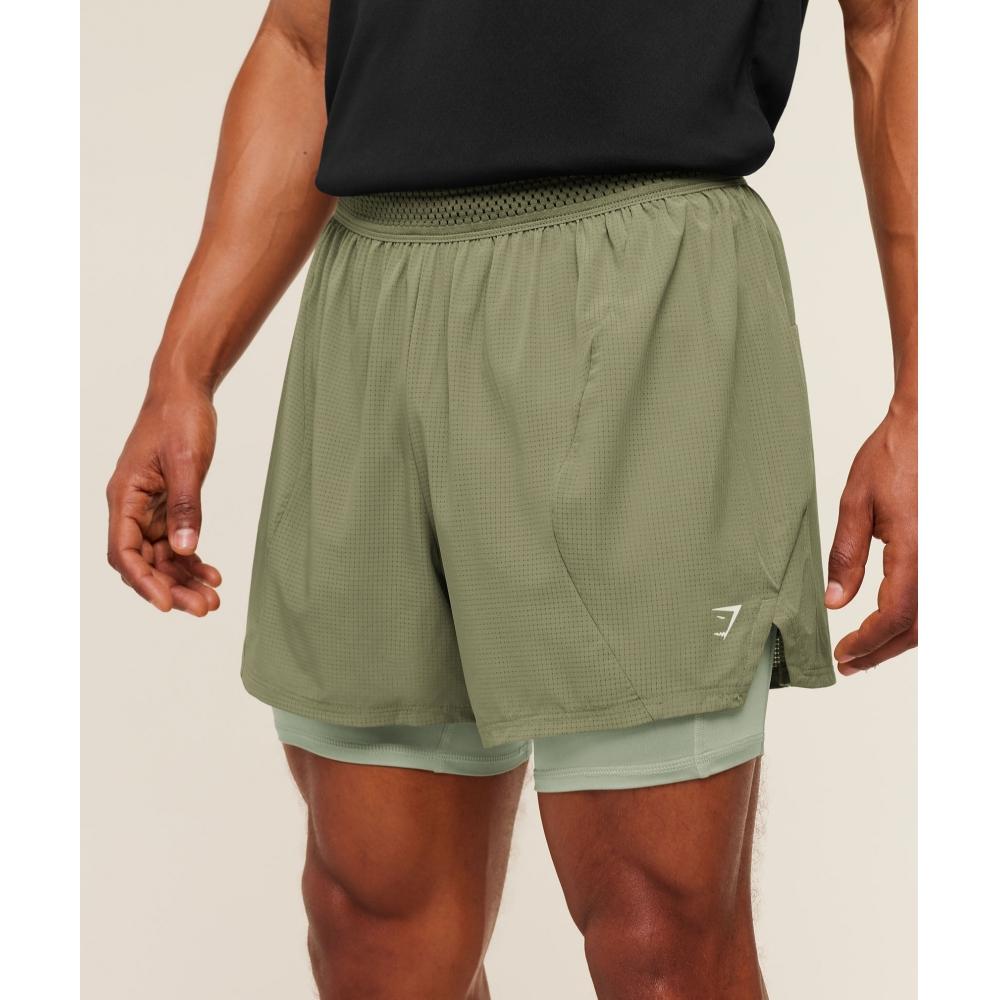 Gymshark Running 4 2in1 Shorts Grounded Green Haze Green A3b9p Eddb