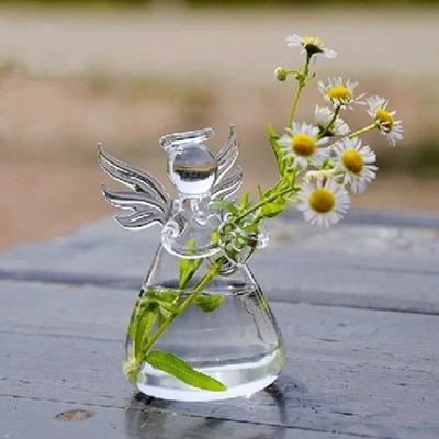 Transparent Angel Vase Crystal Glass Vase Flower Arrangement  Hydroponic Container Home Decoration