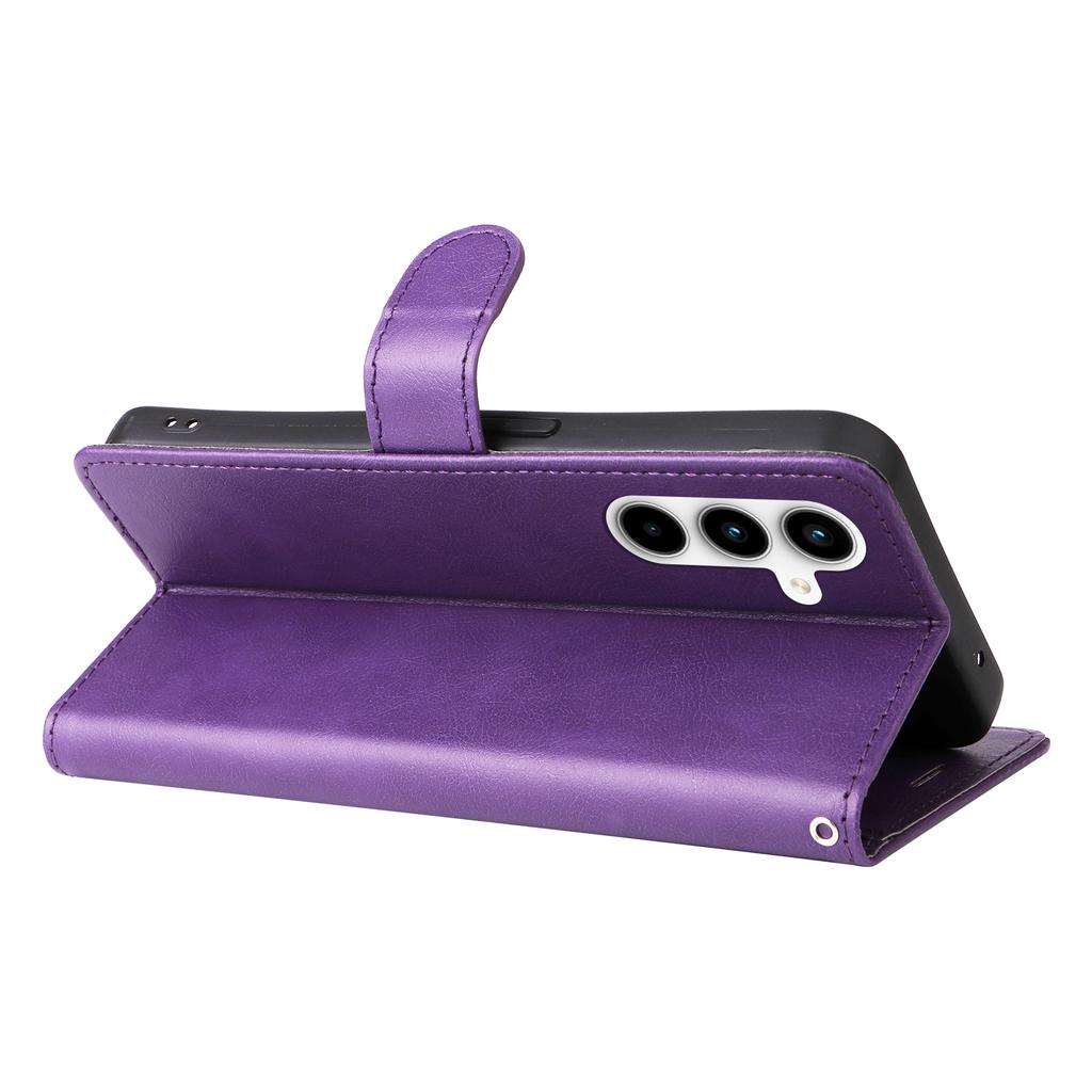 For Samsung Galaxy A35 5G Case Solid Color Leather Mobile Cover Wallet Stand with Strap