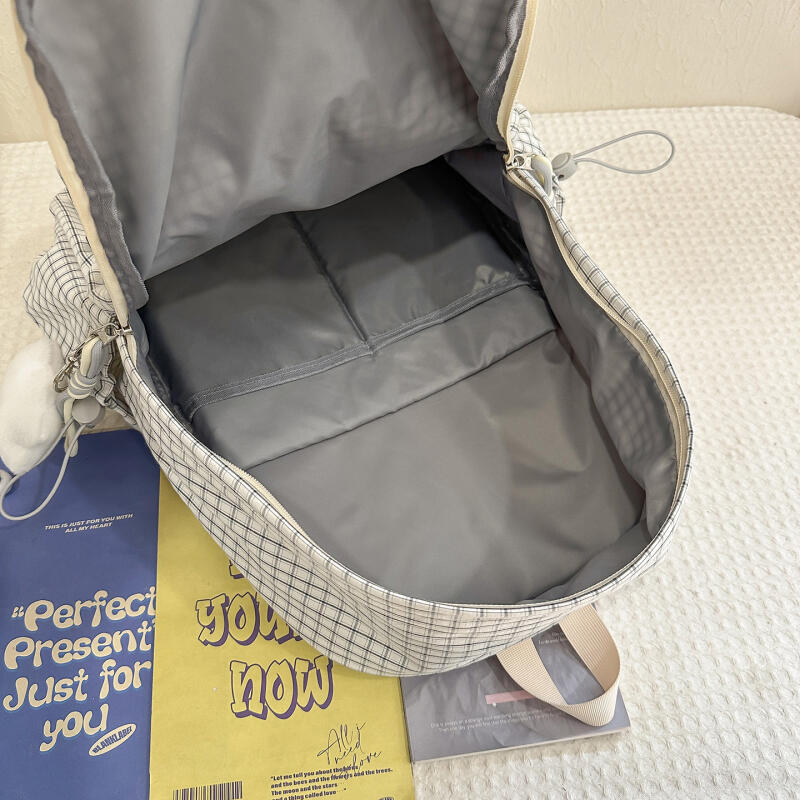 Student Schoolbag Women's Lightweight Water-repellent Plaid Backpack Travel Backpack