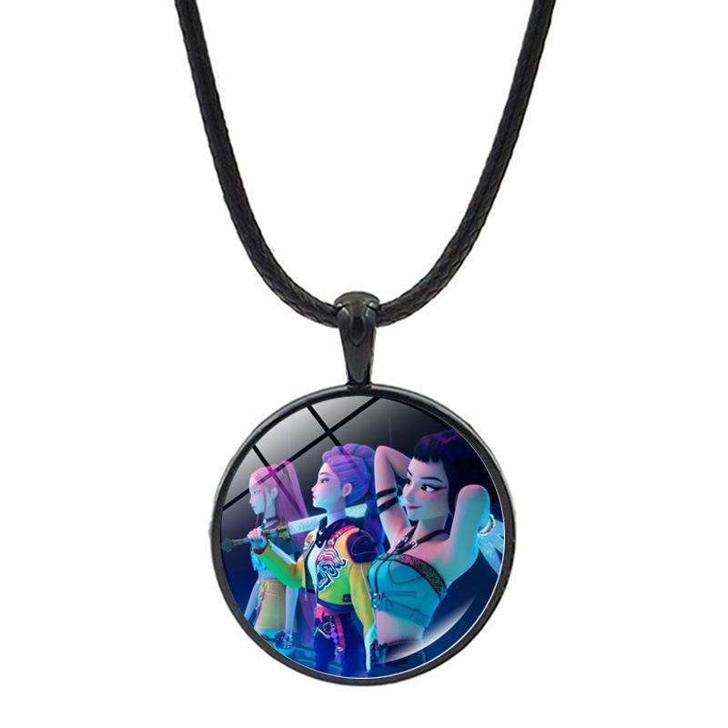 Colares Kpop Demon Hunter Formato Circular Pingente de Personagem de Desenho Animado Idol Fashion Joias Presentes para Fãs