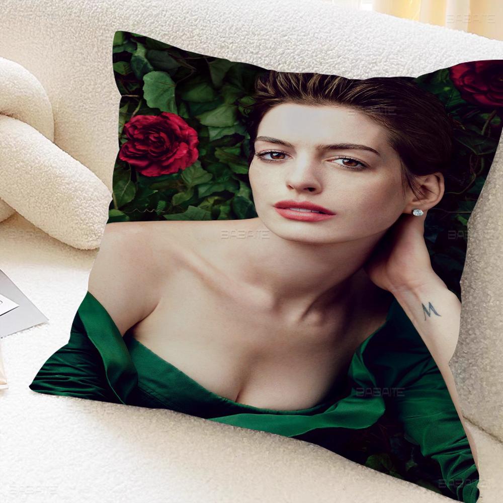 A-anne H-hathaway Pillow Gift Home Office Decoration Bedroom Sofa Car Cushion Cover Case 45x45