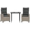 VidaXL 3pcs Garden Dining Set Light Grey Cushions Poly Rattan 3212842