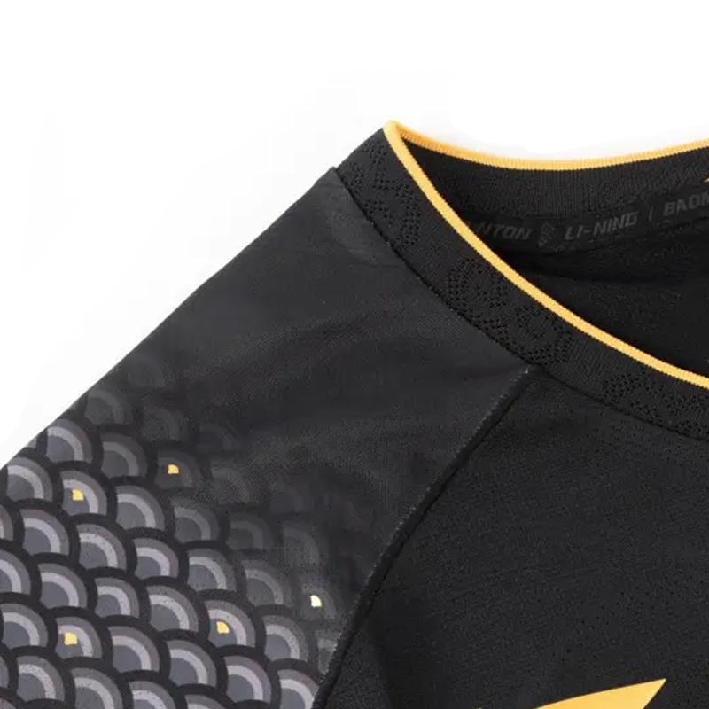 Li Ning Badminton Jerseys Unisex Black V Neck Moderate AAYV148-1