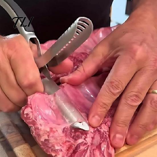 Kitchen Meat Preparation Tool Rib Membrane Removal Tool, Stainless Steel Prep Clamp, BBQ Pork Peeler for Beef And Lamb Durable Cooking Utensil