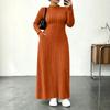 Damen Color Rippen Mock-Neck Kleid mit Taschen, Figurbetonter Taillenbetonung für den Alltag