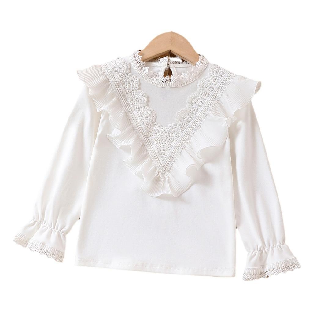 Κοριτσίστικο μακρυμάνικο μπλουζάκι Ανοιξιάτικο φθινόπωρο Λεπτό παιδικό ανοιξιάτικο μπλουζάκι με κάτω λευκό κοριτσάκι