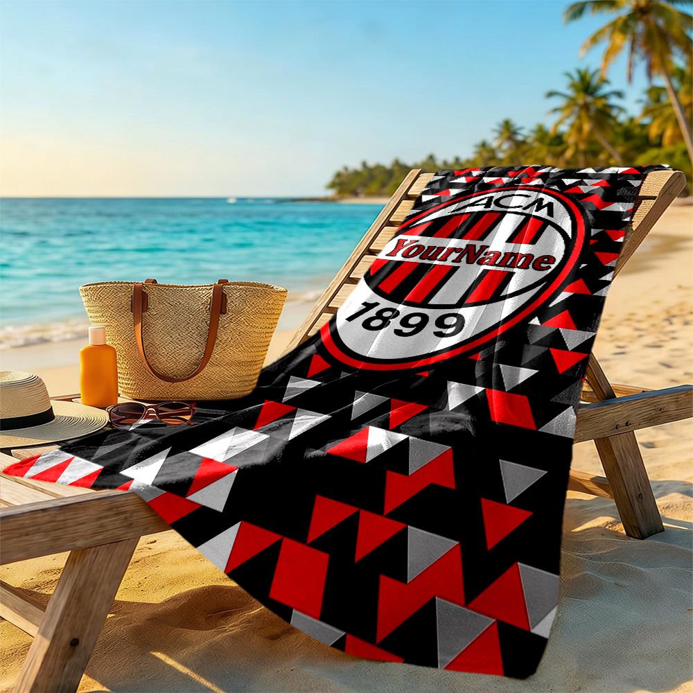 Ac Milan Customize Your Name Beach Towel Quick-Dry Soft Microfiber Suitable for Sports Travel Swimming Yoga Bathroom Beach And Pool