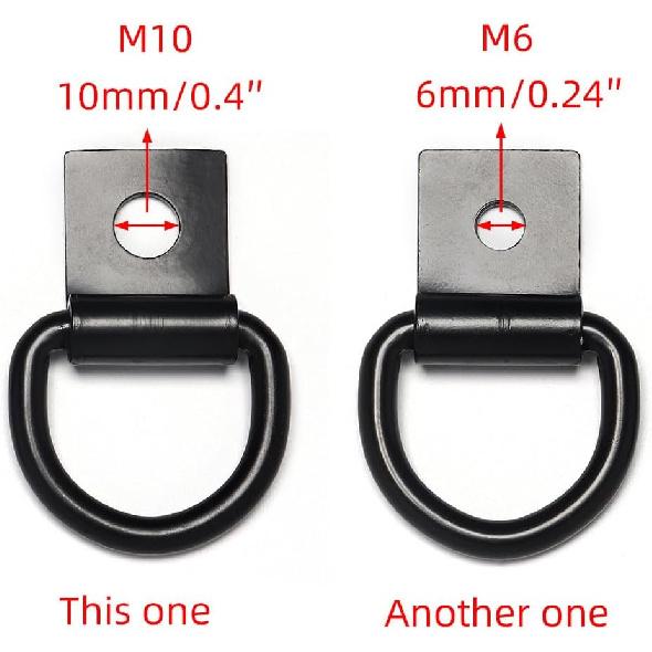 4 Pcs D-Rings Tie Down Anchor Hooks, 10Mm Fixing Hole D-Ring For Pickup Truck Bed Deck Rails T Slot Nut Screw, Heavy Duty Steel D Ring For Trailer,