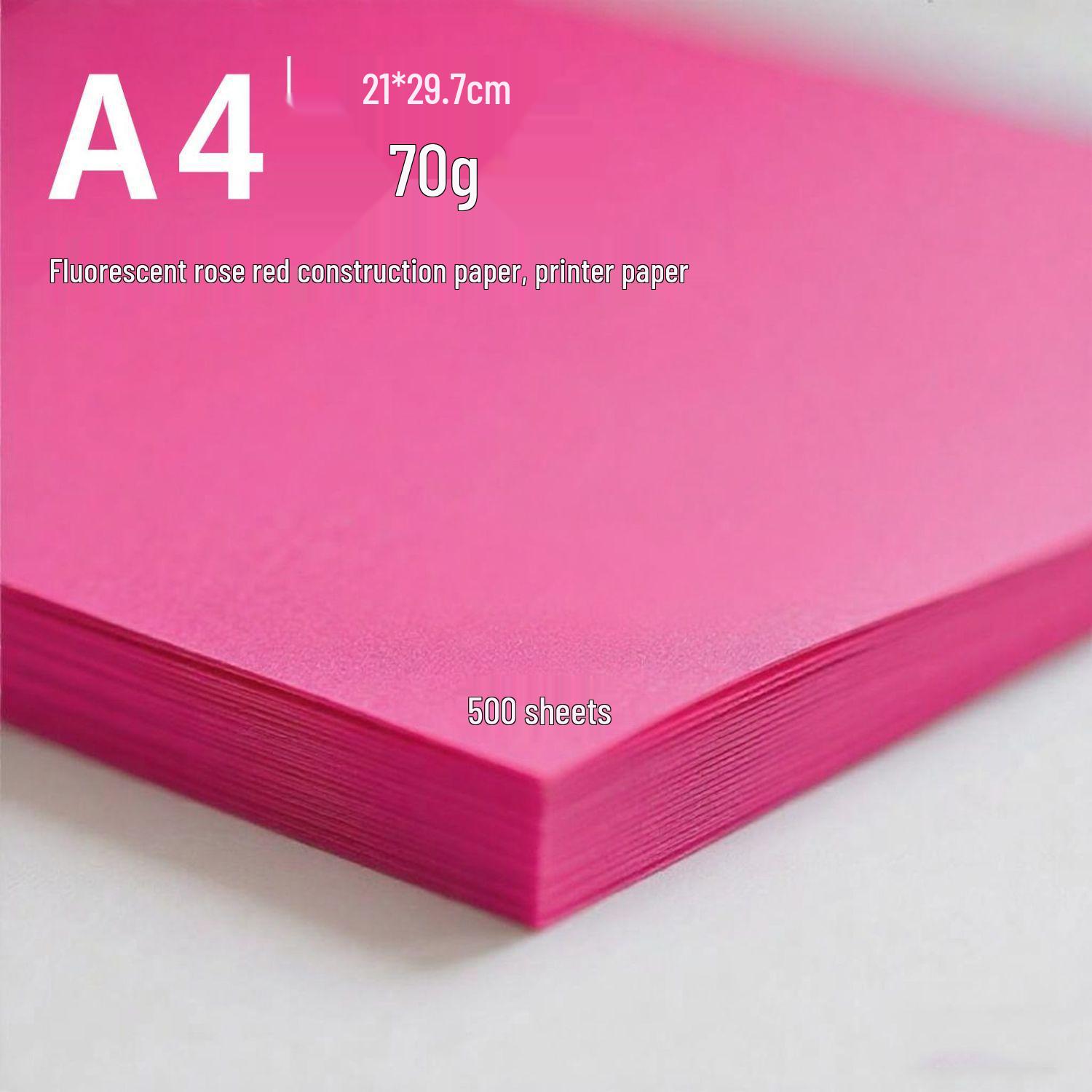 

A4 Fluorescent Rose Red Printing Paper, 70g, 500 Sheets, Handmade Origami Paper