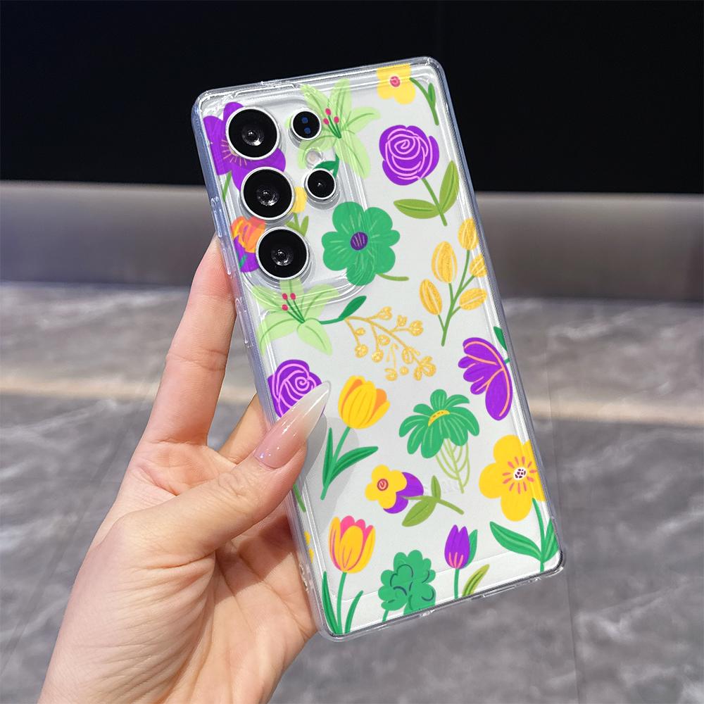 Vibrant Floral Pattern Phone Case for Samsung Galaxy S26 S25 S24 S23 S22 S21 S20 FE Plus Lucency TPU Protection Cover