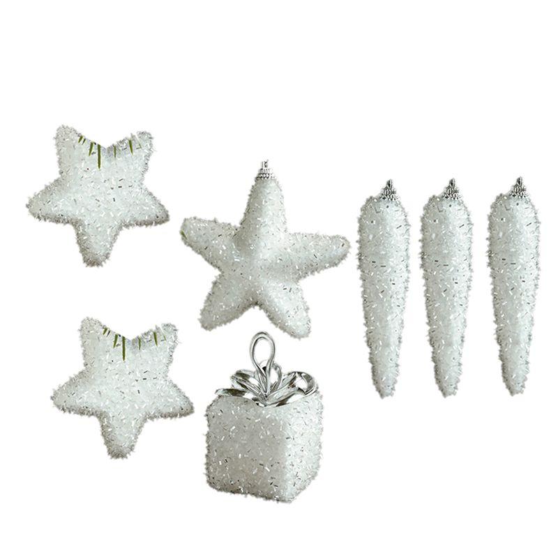 A84X-Christmas Tree Decorations White Foam Christmas Tree Ornaments Hanging Ornaments Home Decoration New Year Gift