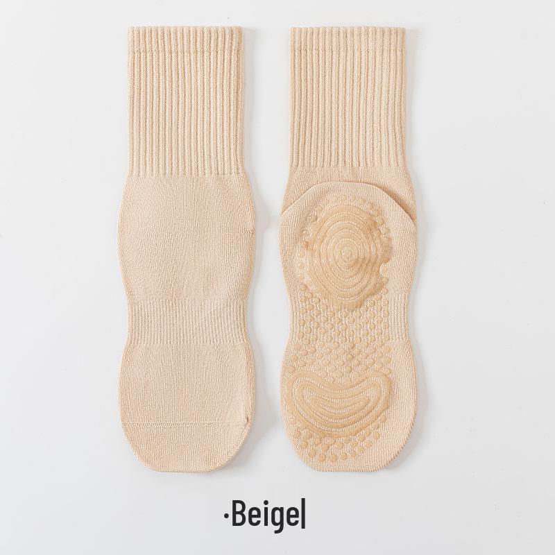 Women's Non-slip Mid-calf Pilates Yoga Socks - Grippy Cotton for Indoor Sports