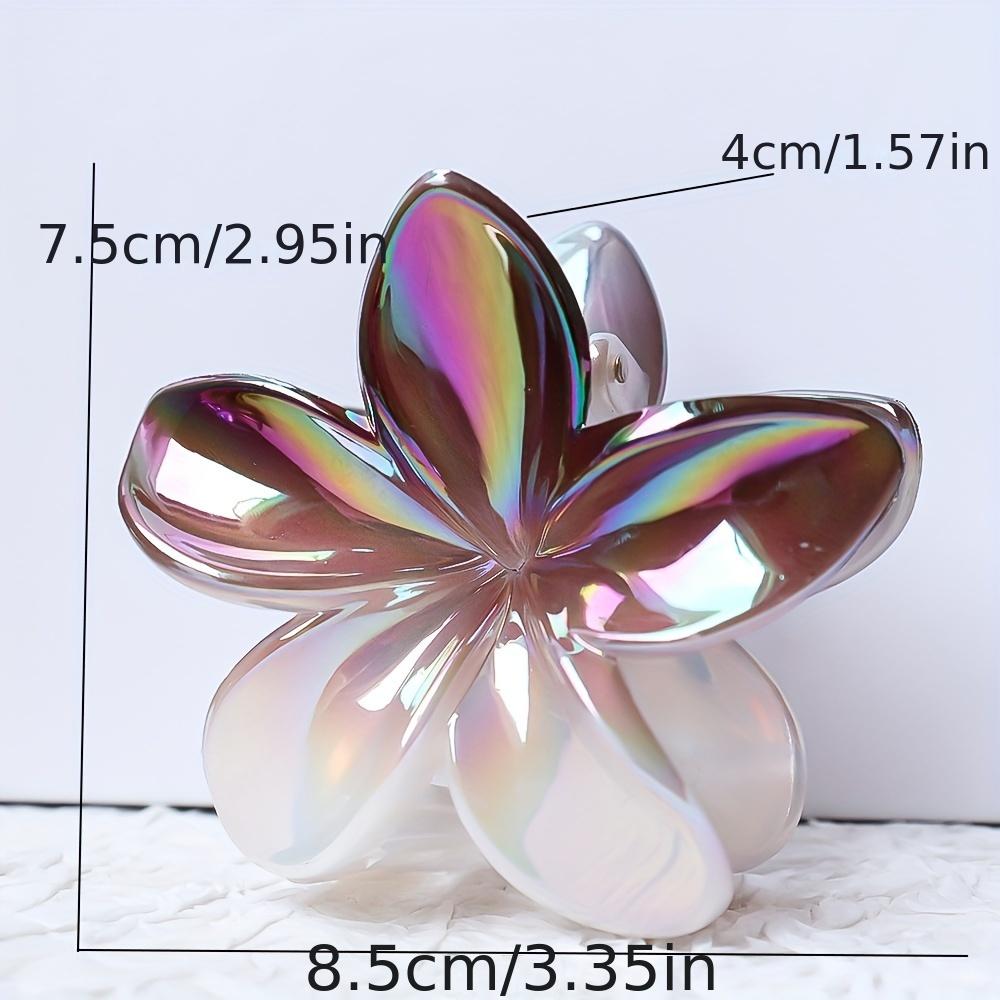 1 Stück Elegante Frangipani Haarnadel, Glitzernde Kunststoffblume Haarspange, Niedliches Hai-Klammer-Design, Farblich passend, Mittlere Größe, Einzelnes individuelles Stück