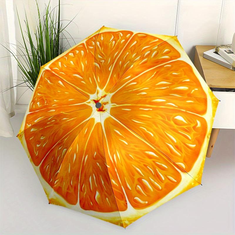 1pc Orange Slice Auto Open/Close Umbrella with One Touch Button,, Windproof Design   Lightweight Portable Umbrella for Women & Men6139