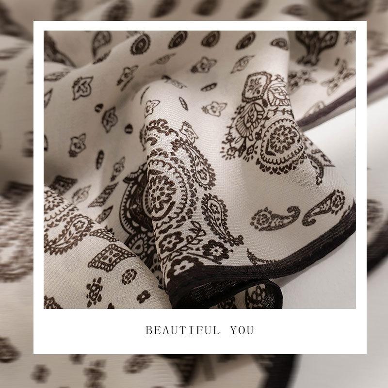 White cashew high-quality mulberry silk silk scarf high-end versatile rhombus scarf streamer women's gift small scarf