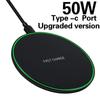 Ultra-Thin Round 50W Wireless Charger for Apple & Huawei Phones - 15W Desktop Charging Pad