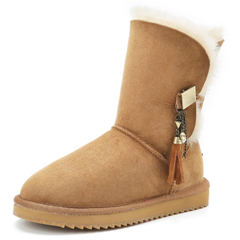 

Сапоги из натуральной овчины с натуральным мехом, новые туфли для женщин, зимние женские сапоги из натурального меха 100% шерсти, фирменные сапоги для женщин 38 каштановый