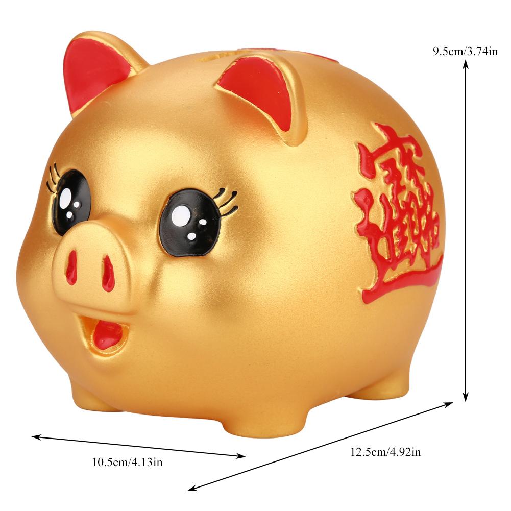 

Golden Cute Plastic Pig Bank Small Coin Money Cash Collectible Saving Box Desktop Decoration for Kids Gift золотой